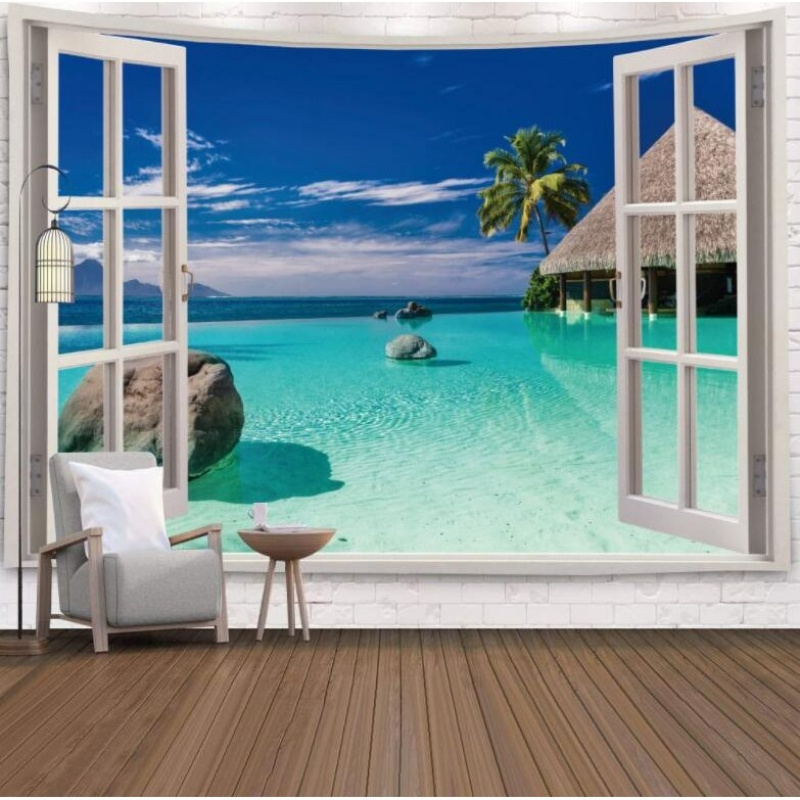 Santorini Greece Scenery Tapes - Wall Scroll Tapestry review and price